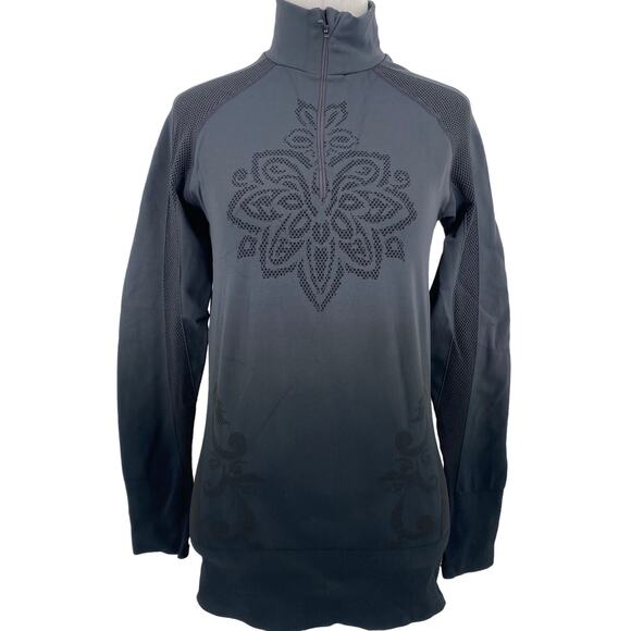 Athleta Ombre Grey & Black Quarter Zip Pullover Top Size Medium - Picture 1 of 8